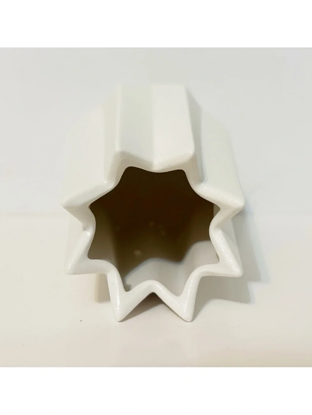 Geometric Ceramic Vase Origami Art Design Textured Porcelain Home Decor White 8